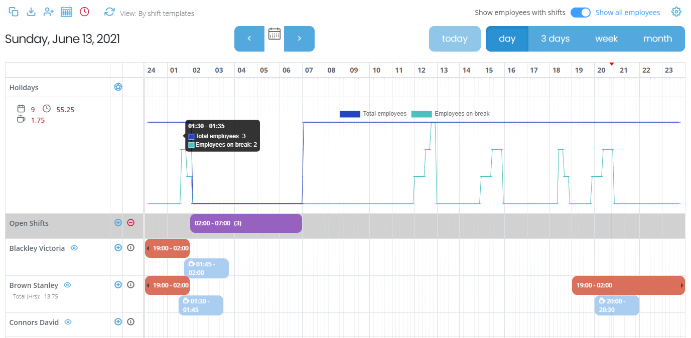 Automatic creation of optimum break plan based on your settings